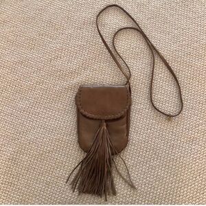 HOBO Tan Leather Crossbody Bag with Tassel